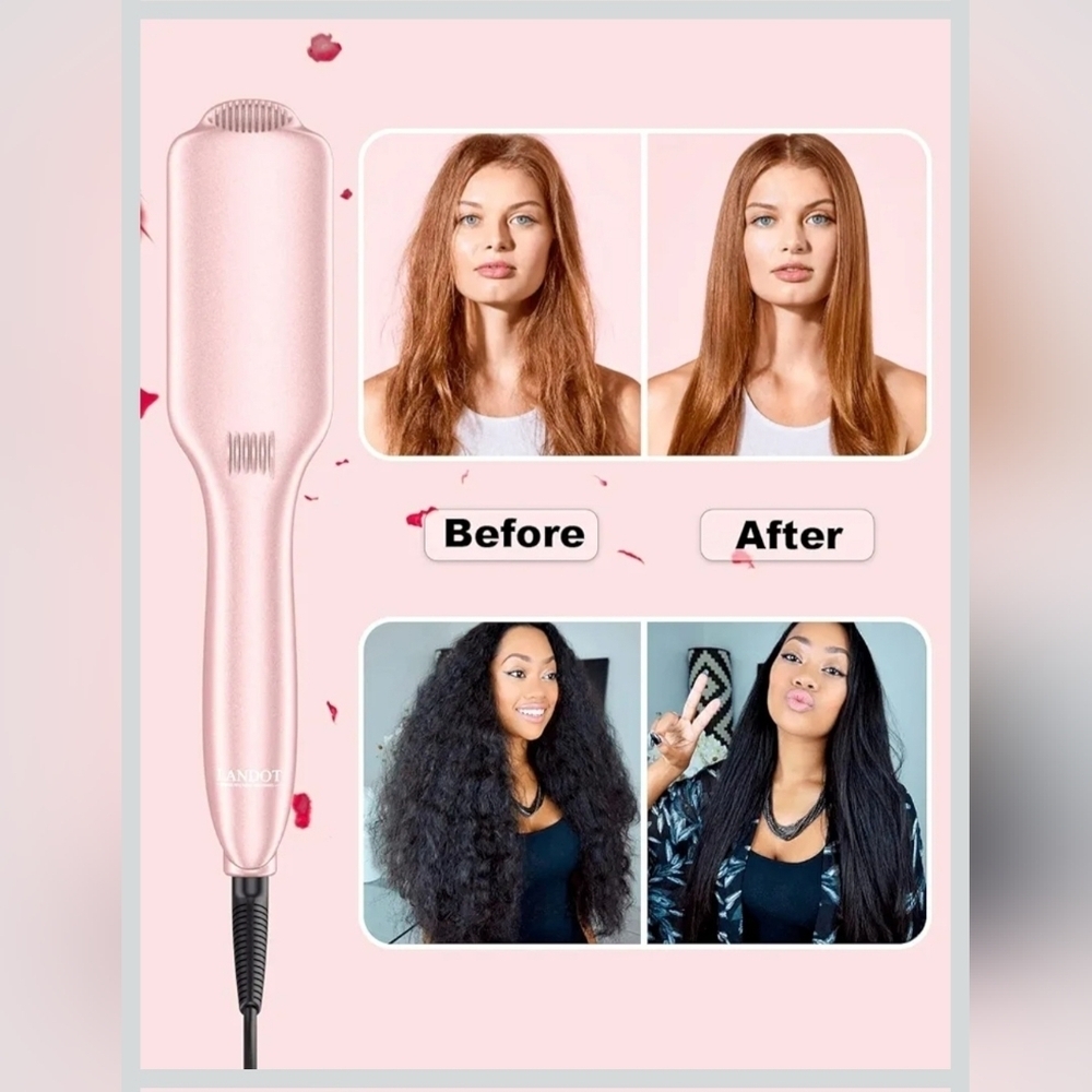 Landot Rose Gold Hair Straightening Brush - Picture 3 of 15
